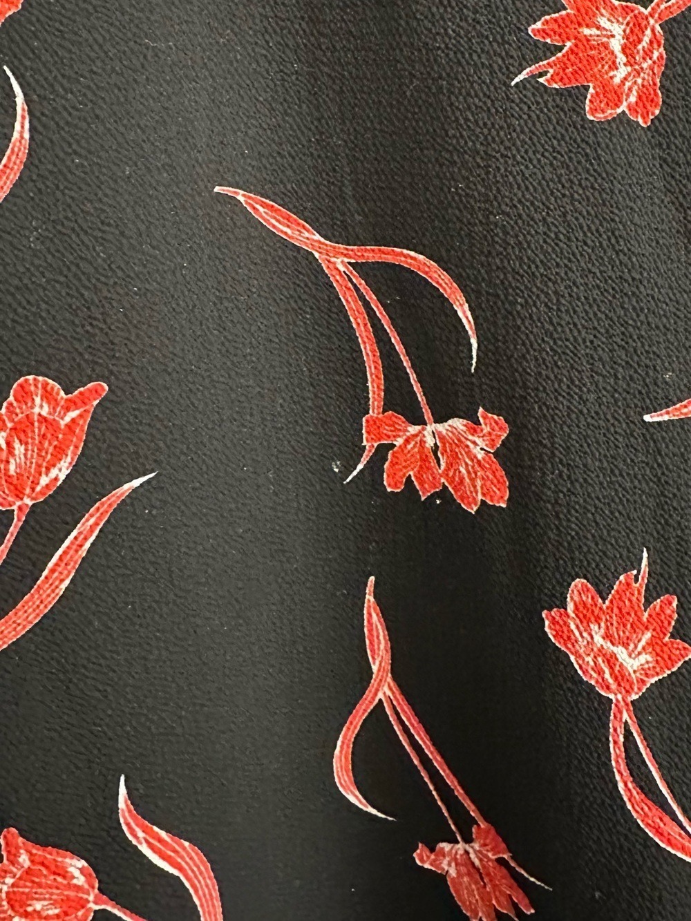 Chaus Floral V-Neck Tab Sleeve Blouse in Black with Red Print - Picture 7 of 11